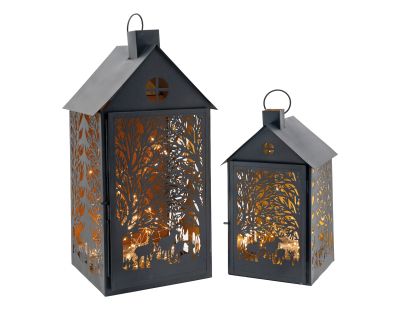 Lanternes en métal noir Maison Cerf (lot de 2)