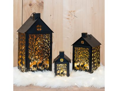 Lanternes en métal noir Maison Cerf (lot de 2)