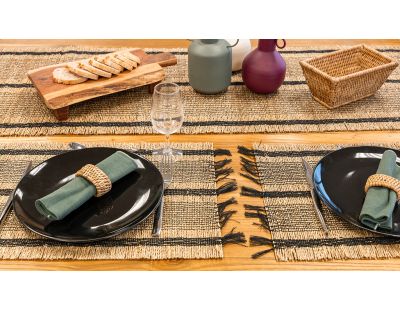 Linge de table en jonc naturel et noir (Sets de table)