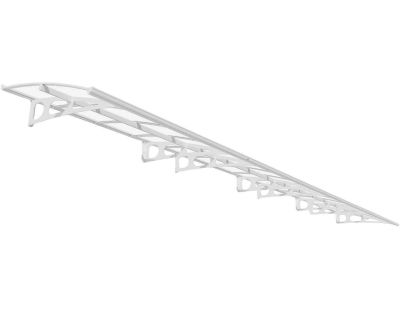 Marquise de porte en aluminium blanc et polycarbonate transparent Bordeaux (890 x 140 cm)