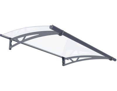 Marquise de porte en aluminium gris et polycarbonate transparent Altair (150.5 x 91.5 cm)