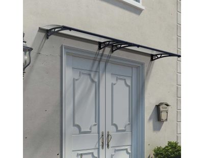 Marquise de porte en aluminium gris et polycarbonate transparent Altair (302 x 91.5 cm)