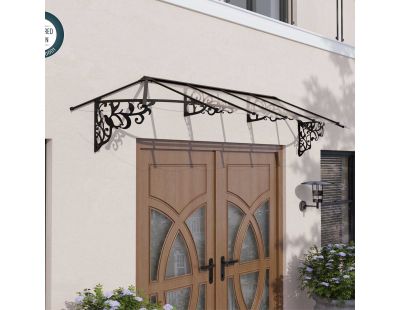 Marquise de porte en aluminium et polycarbonate Lily (370 x 88  cm)