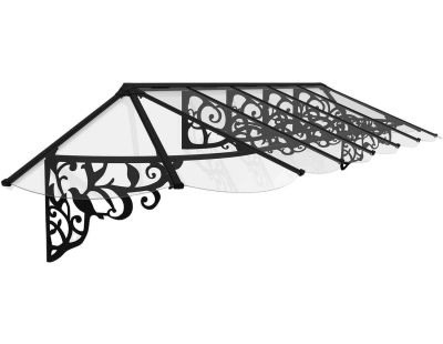 Marquise de porte en aluminium et polycarbonate Lily (422 x 88  cm)