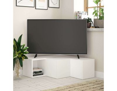 Meuble TV en aggloméré blanc Compact