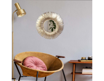 Miroir plumes en métal doré 53 cm