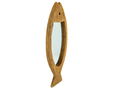 Miroir poisson en bois recyclé (Petit modèle)