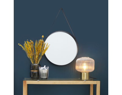 Miroir rond avec anse en PU 40 cm