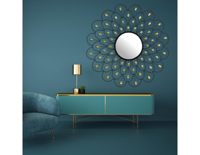 Miroir rond déco paon 90 cm