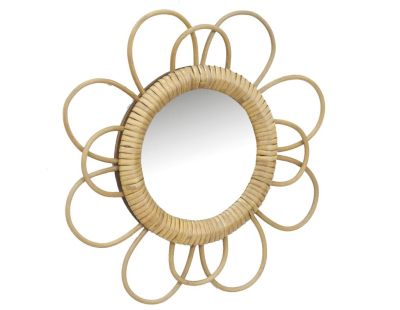 Miroir en rotin fleur