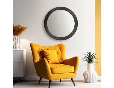 Miroir rond bord large en métal 50 cm (Noir)