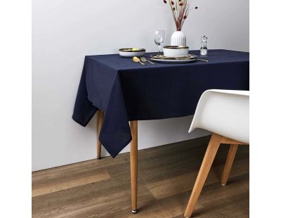 Nappe en coton uni 140 x 250 cm (Bleu marine)