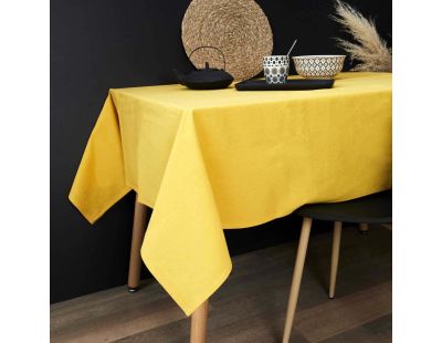 Nappe en coton uni 140 x 250 cm (Jaune moutarde)