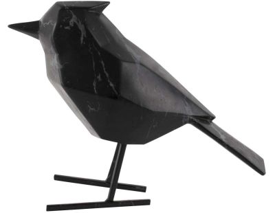 Oiseau en résine noir effet marbre Origami (Grand modèle)