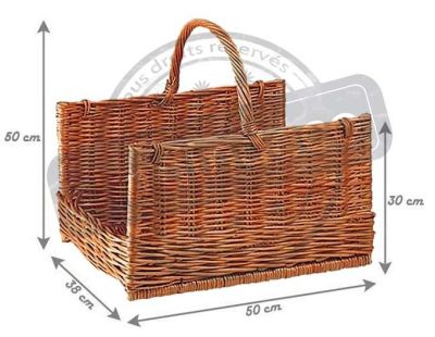 Panier à bûches en osier buff (Grand modèle)