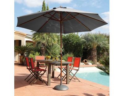 Parasol en bois 300 cm avec manivelle Holly (Gris)