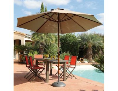 Parasol en bois 300 cm avec manivelle Holly (Taupe)