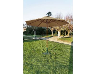 Parasol en bois 350 cm avec manivelle June (Taupe)