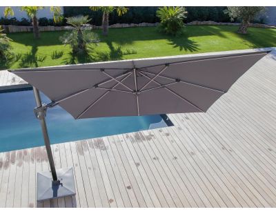 Parasol déporté orientable 360° inclinable gauche droite 3 x 3 m Orient (Gris)