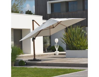 Parasol déporté en aluminium et polyester Sevilla 4 x 3 m (Imitation bois)