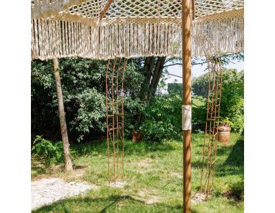 Parasol en macramé avec mât en teck