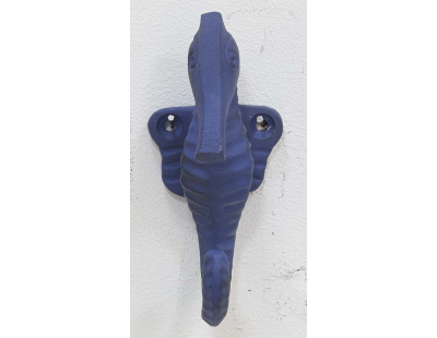 Patère en métal hippocampe 4.5 x 5 x 11 cm (Bleu)