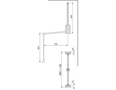 Penderie rabattable moka pour armoire Hang (Largeur télescopique réglable de 60 à 83 cm)