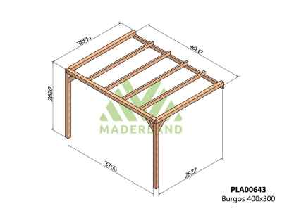 Pergola accolée en bois lamellé-collé Burgos (400 x 300 cm)