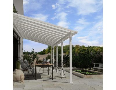 Pergola à adosser en aluminium blanc et polycarbonate Olympia (3 x 8.6 m)