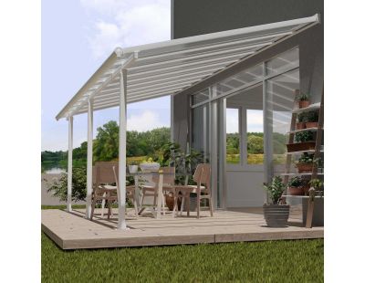 Pergola à adosser en aluminium blanc et polycarbonate Olympia (3 x 6.2 m)