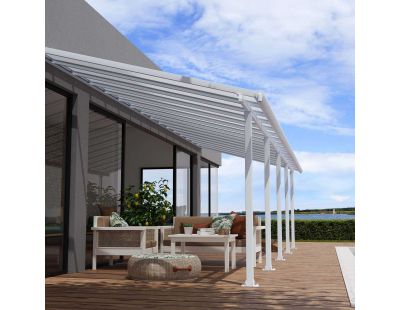 Pergola à adosser en aluminium blanc et polycarbonate Olympia (3 x 9.8 m)