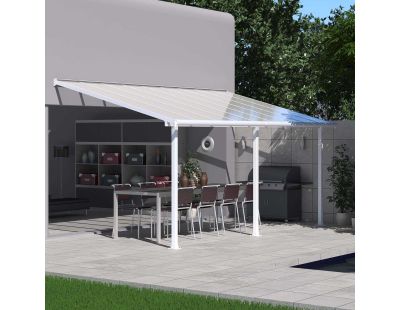 Pergola à adosser en aluminium blanc et polycarbonate Olympia (3 x 5.5 m)