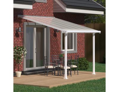 Pergola à adosser en aluminium blanc et polycarbonate Olympia (3 x 3m)