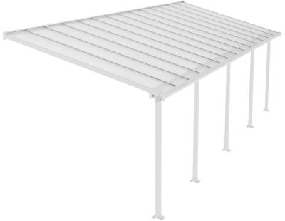 Pergola à adosser en aluminium blanc et polycarbonate Olympia (3 x 8.6 m)