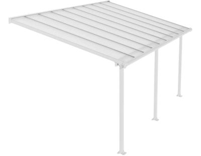 Pergola à adosser en aluminium blanc et polycarbonate Olympia (3 x 5.5 m)