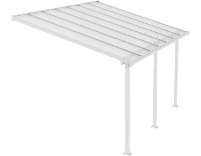 Pergola à adosser en aluminium blanc et polycarbonate Olympia (3 x 4.3 m)