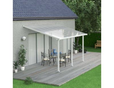 Pergola à adosser en aluminium blanc et polycarbonate Olympia (3 x 4.3 m)