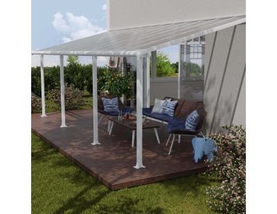 Pergola à adosser en aluminium blanc et polycarbonate Olympia (3 x 7.4 m)