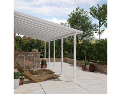 Pergola à adosser en aluminium blanc et polycarbonate Olympia (3 x 9.2 m)