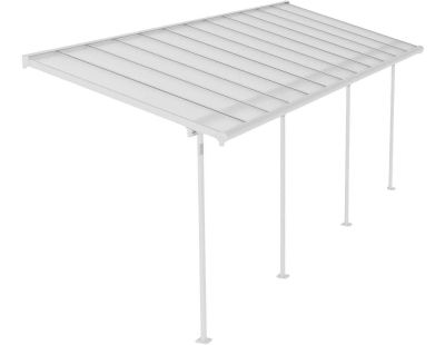 Pergola à adosser en aluminium blanc et polycarbonate Sierra (2.2 x 6.7 m)