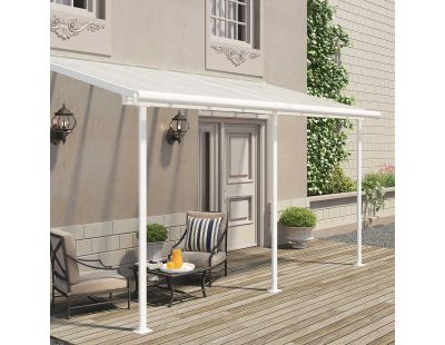 Pergola à adosser en aluminium blanc et polycarbonate Sierra (2.2 x 4.5 m)