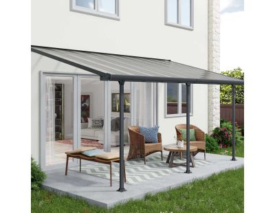 Pergola à adosser en aluminium gris et polycarbonate Feria (3 x 5.5 m)