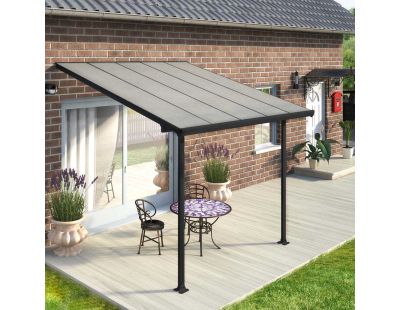 Pergola à adosser en aluminium gris et polycarbonate Feria (3 x 3m)