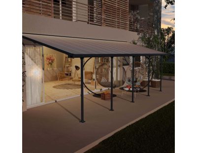 Pergola à adosser en aluminium gris et polycarbonate Feria (3 x 8.5 m)