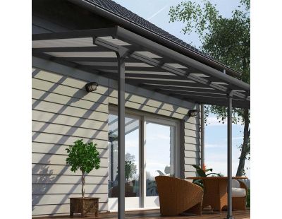 Pergola à adosser en aluminium gris et polycarbonate Feria (3 x 6 m)