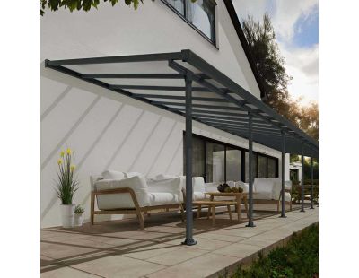 Pergola à adosser en aluminium gris et polycarbonate Feria (3 x 13.4 m)