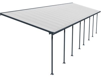 Pergola à adosser en aluminium gris et polycarbonate Feria (3 x 11 m)