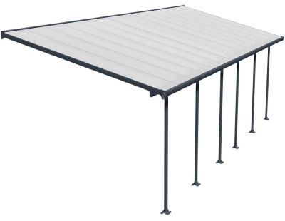 Pergola à adosser en aluminium gris et polycarbonate Feria (3 x 8.5 m)