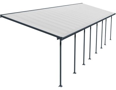 Pergola à adosser en aluminium gris et polycarbonate Feria (3 x 11.6 m)