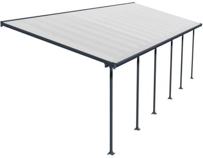 Pergola à adosser en aluminium gris et polycarbonate Feria (3 x 9.2 m)